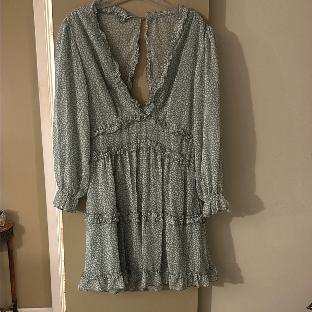 Elegant Green Floral Dress